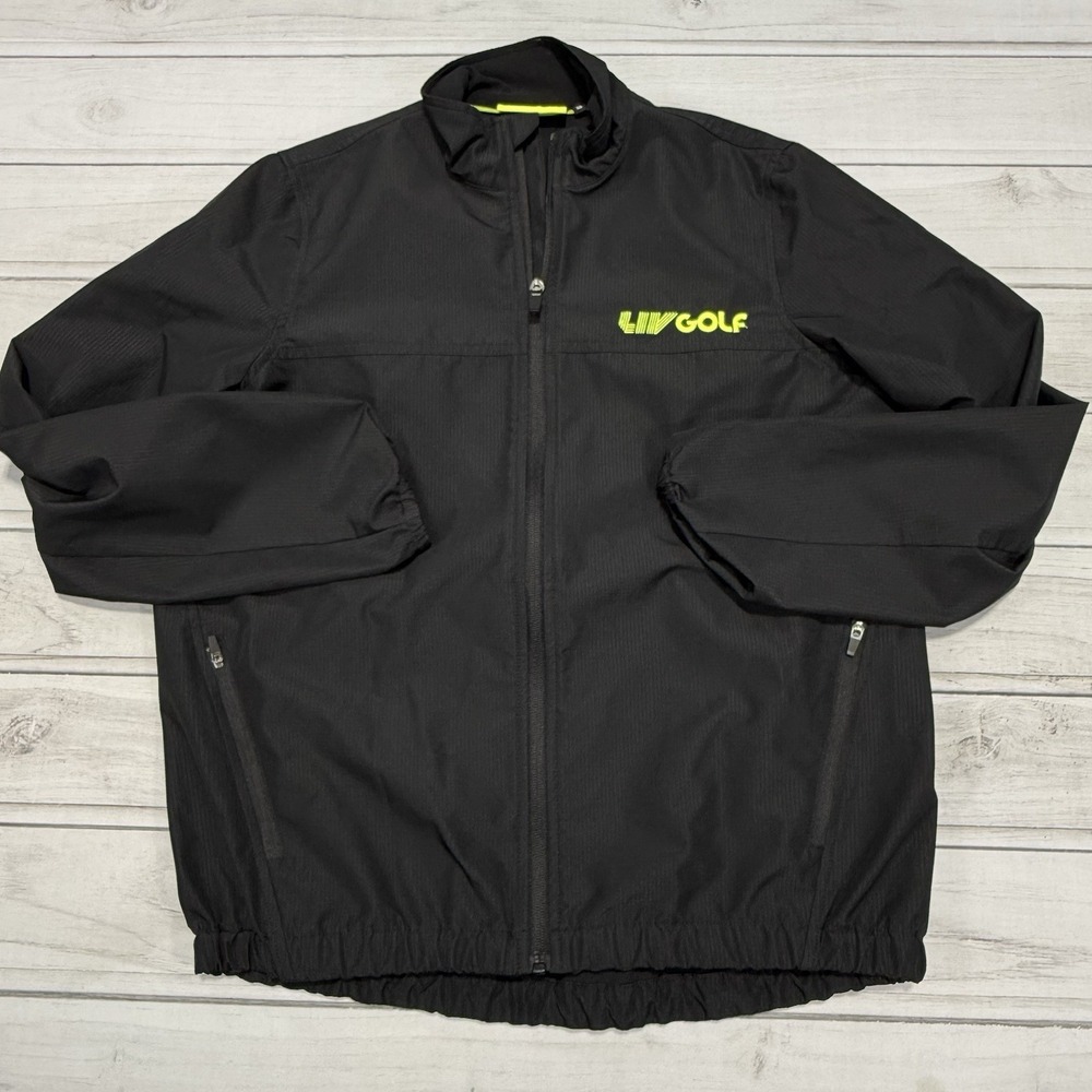 LIV Golf Jacket Women M Black Windbreaker Water Resistant Full Zip Activewear
